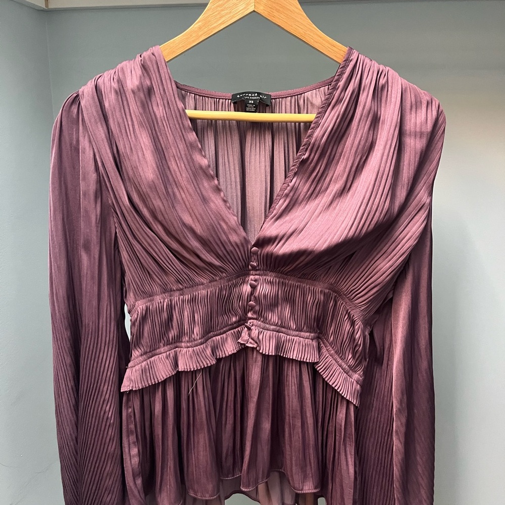 Current Air Dusty Rose Pleated Blouse